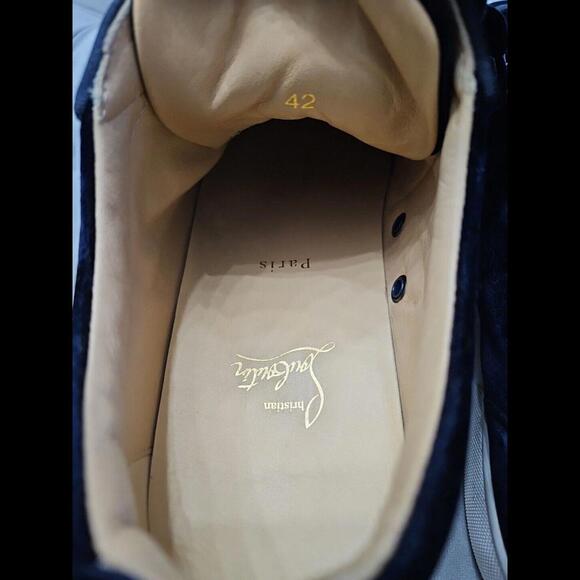 Christian Louboutin Navy Blue Velvet Lace Up Sneaker Flats Mens Shoes 42 9 - Picture 6 of 15